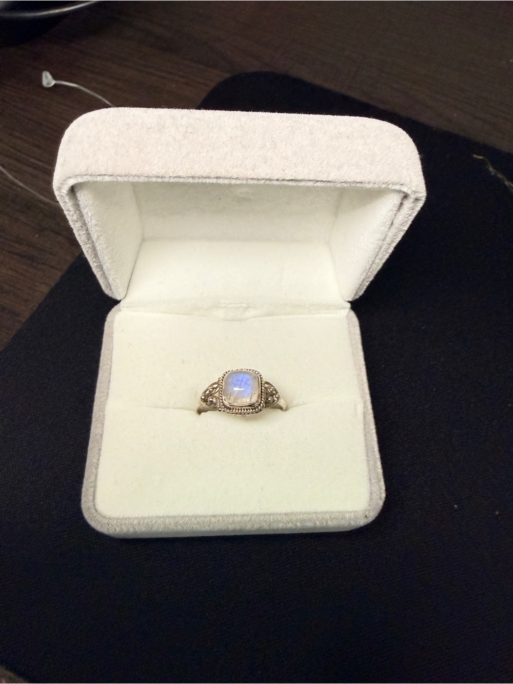 925 Moonstone Ring - Elegant Blue Flash sz 8.25